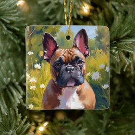 Ornamento De Cerâmica Bulldog Francês | Pintura de Cachorro Arte de Anim