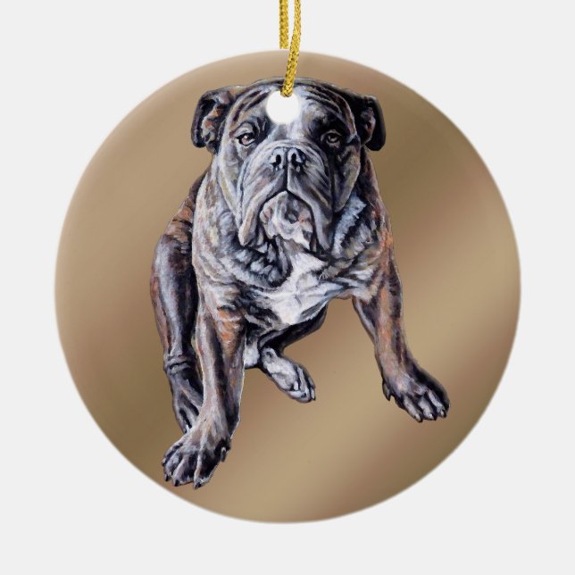 Ornamento De Cerâmica Bulldog Ornament Personalizado Inglês Bulldog Gift (Frente)