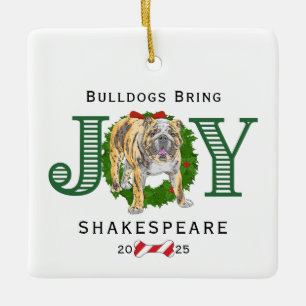 Ornamento De Cerâmica Bulldog Traga Alegria
