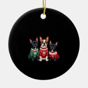 Ornamento De Cerâmica Bulldogs Franceses de Natal Frenchie de Natal Cach