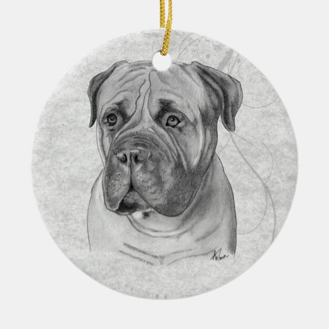 Ornamento De Cerâmica Bullmastiff (Frente)