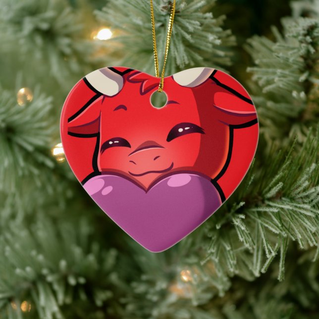 Ornamento De Cerâmica Bullpew-Chat Amor (Árvore)