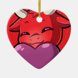 Ornamento De Cerâmica Bullpew-Chat Amor