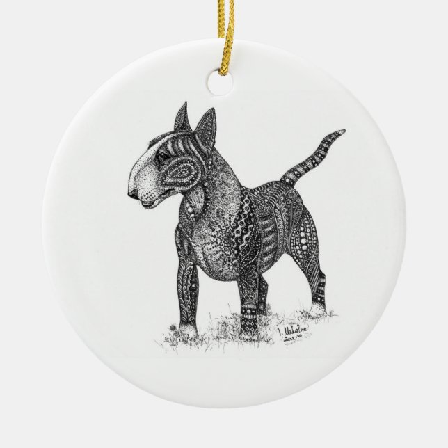 Ornamento De Cerâmica Bullterrier Ceramic Ornament (Frente)