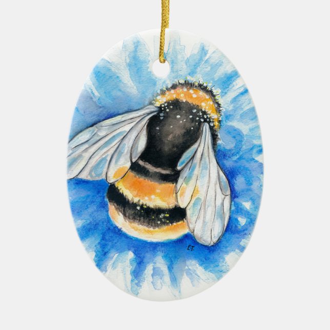 Ornamento De Cerâmica Bumble Bumble Bumble Watercolor Art (Frente)