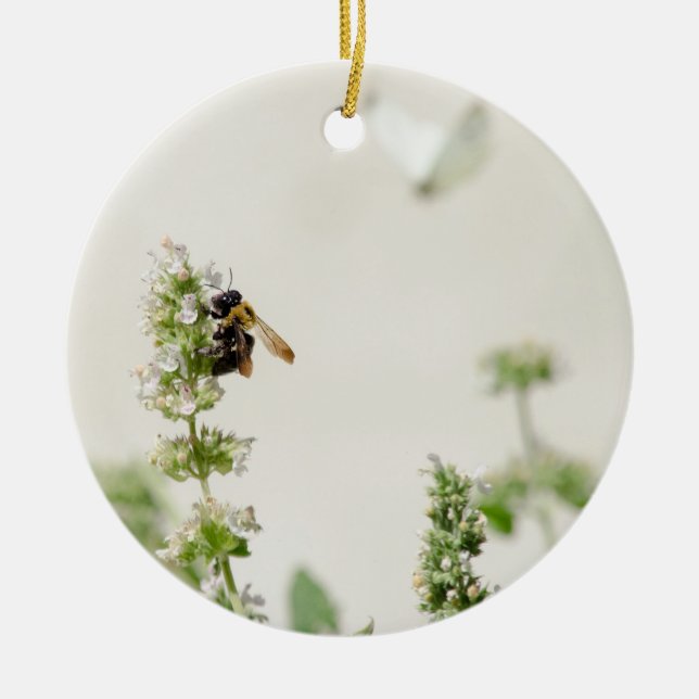 Ornamento De Cerâmica Bumble e Moth (Frente)