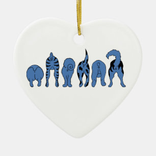 Ornamento De Cerâmica Bumbuns de Cachorro Azul