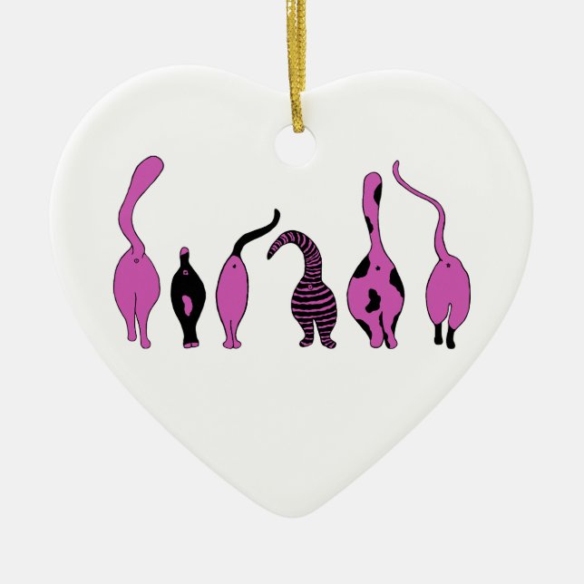 Ornamento De Cerâmica Bumbuns de Gato Roxo (Frente)