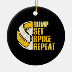 Ornamento De Cerâmica Bump Set Spike Repita Volei Divertido