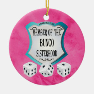 Ornamento De Cerâmica Bunco - o rosa uniu-nos rola os dados
