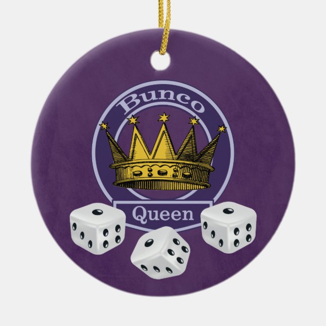 Ornamento De Cerâmica Bunco Queen Crown e Dice (Frente)