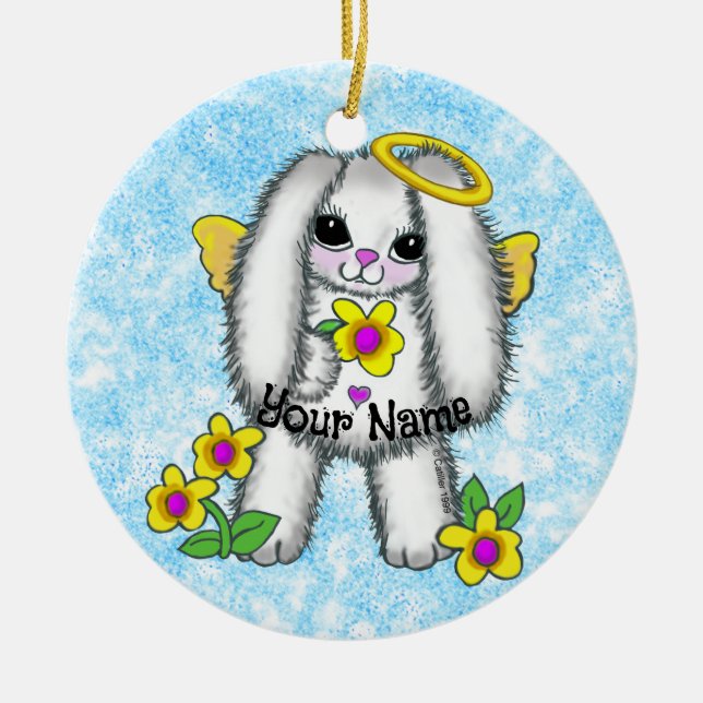 Ornamento De Cerâmica Bunny Angel (Frente)