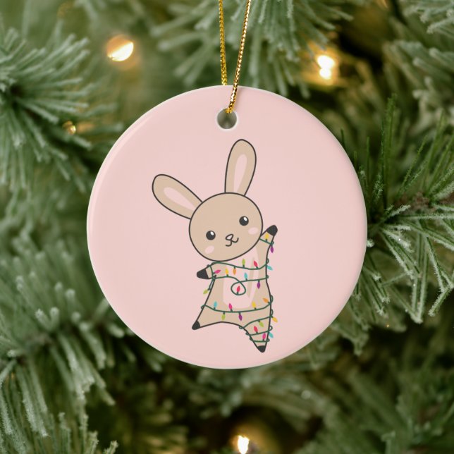 Ornamento De Cerâmica Bunny Felry Christmas Animais de inverno Coelhos C (Árvore)