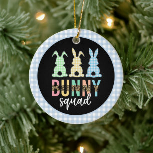 Ornamento De Cerâmica Bunny Squad Coelhinho De Caça De Ovo De Páscoa