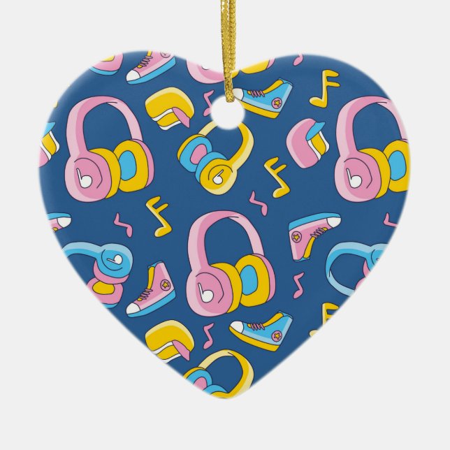 Ornamento De Cerâmica Bunter Musikmix em rosa, blau, gelb (Frente)