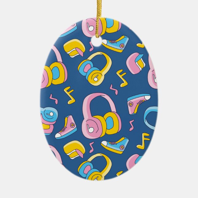 Ornamento De Cerâmica Bunter Musikmix em rosa, blau, gelb (Frente)