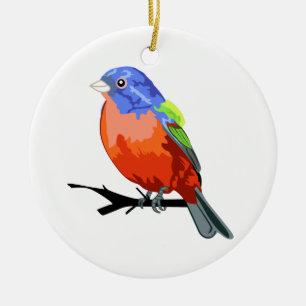Ornamento De Cerâmica Bunting Pintado
