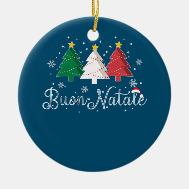 Ornamento De Cerâmica Buon Natale Árvore de Natal Italiana (Frente)