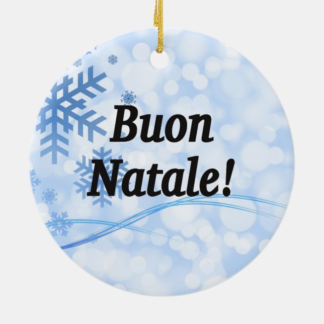 Ornamento De Cerâmica Buon Natale! Feliz Natal em Bf italiano (Traseira)