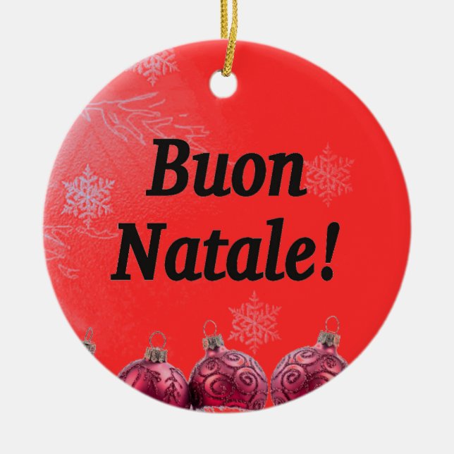 Ornamento De Cerâmica Buon Natale! Feliz Natal em Bf italiano (Frente)