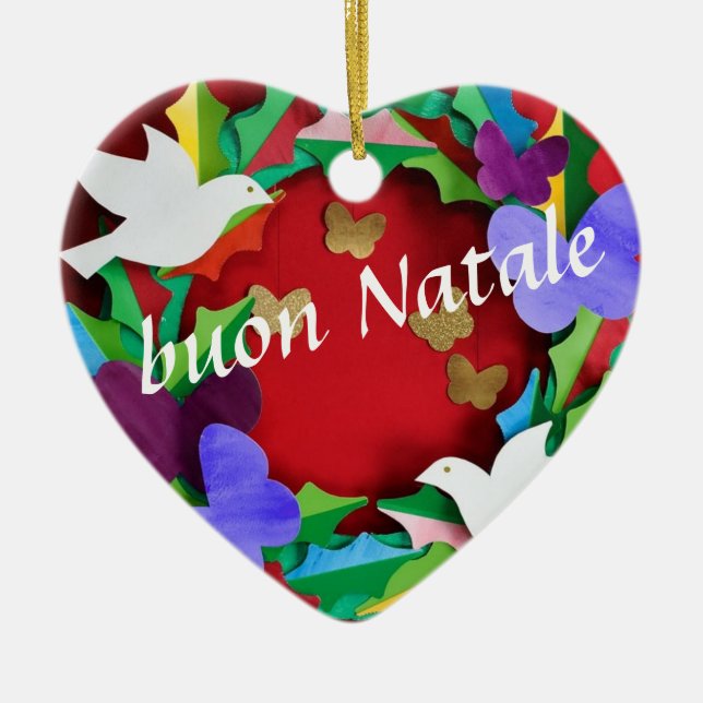 Ornamento De Cerâmica Buon Natale /Feliz Natal em Italiano (Frente)
