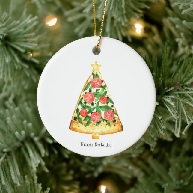 Ornamento De Cerâmica Buon Natale Italiana Felry Christmas Pizza Slice (Árvore)