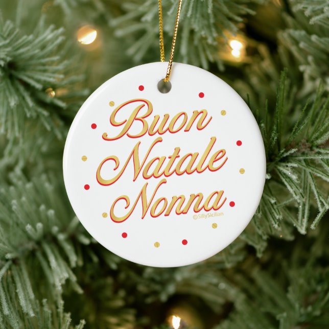 Ornamento De Cerâmica Buon Natale Nonna Personalizado (Árvore)
