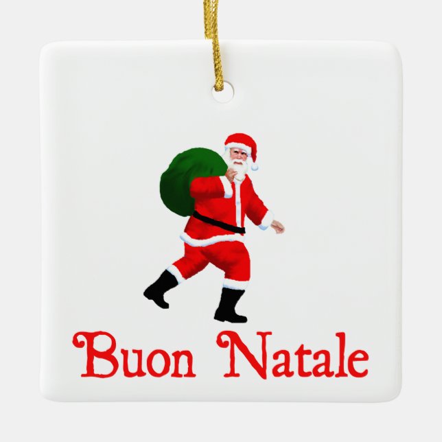 Ornamento De Cerâmica Buon Natale - Papai Noel (Frente)
