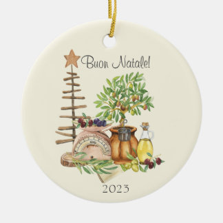 Ornamento De Cerâmica Buon Natale Personalizado Russo Aquarela Italiana