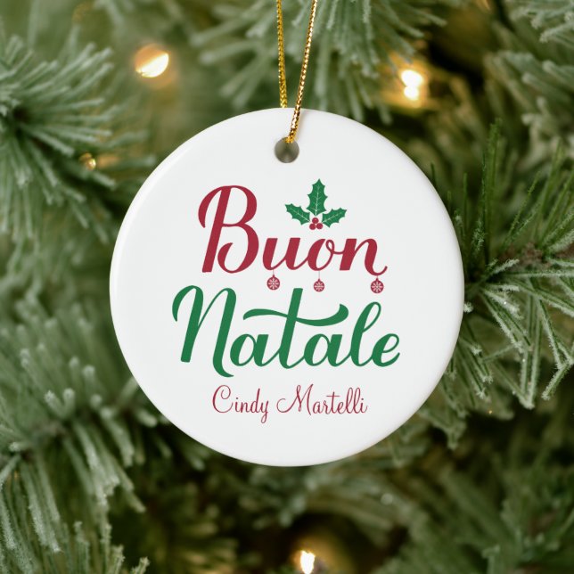 Ornamento De Cerâmica Buon Natale Red e Green - Natal italiano (Árvore)