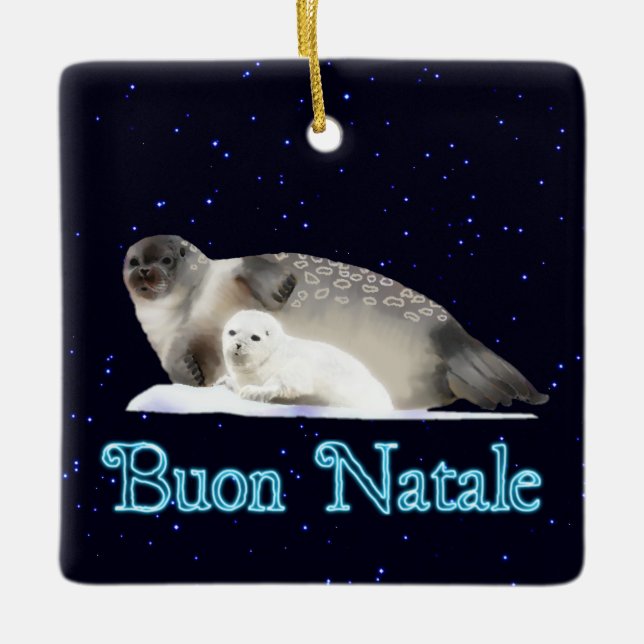 Ornamento De Cerâmica Buon Natale - Ringed Seal (Frente)