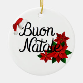 Ornamento De Cerâmica Buon Natale Santa Hat