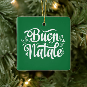 Ornamento De Cerâmica Buon Natale Simple Green