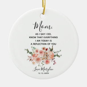 Ornamento De Cerâmica Buquê Blush Personalizado Mãe da Noiva