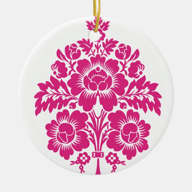 Ornamento De Cerâmica Buquê DAMASK (Frente)