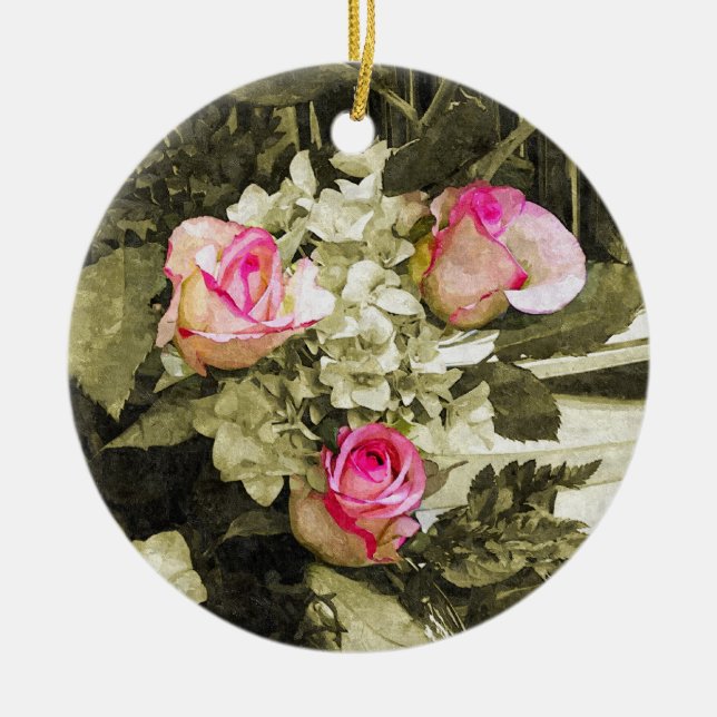 Ornamento De Cerâmica Buquê de casamento (Frente)