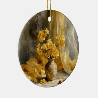 Ornamento De Cerâmica Buquê de Flores Amarelas Douradas Quentes Natureza