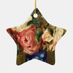 Ornamento De Cerâmica Buquê de Rosas por pintura impressionista do Renoi