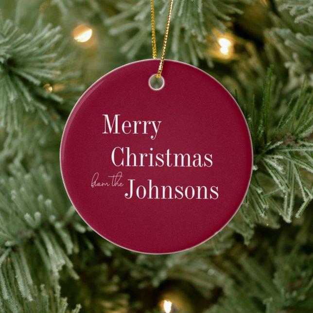 Ornamento De Cerâmica Burgundy Feliz Natal (Árvore)
