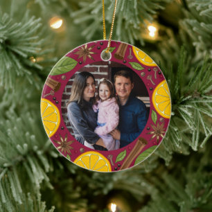 Ornamento De Cerâmica Burgundy picante de vinho de bolor de Natal