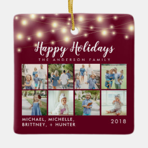 Ornamento De Cerâmica Burgundy String Luzes 8 Feriado de Foto