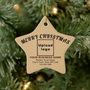 Ornamento De Cerâmica Business Christmas Light Brown Star