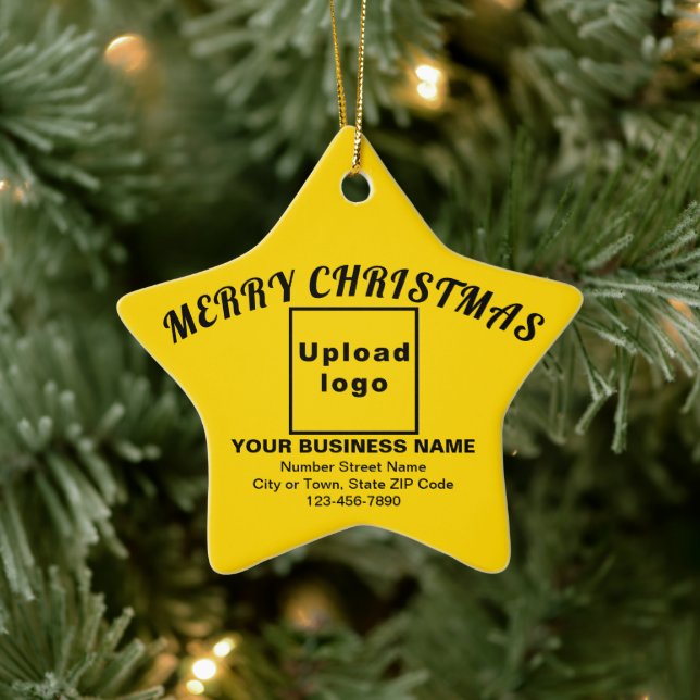 Ornamento De Cerâmica Business Christmas Yellow Star Ceramic Ornament (Árvore)
