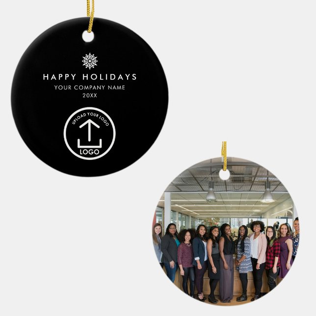 Ornamento De Cerâmica Business Photo Logo Christmas Snowflake Gift (Business Photo Logo Christmas Snowflake Gift Ceramic Ornament)