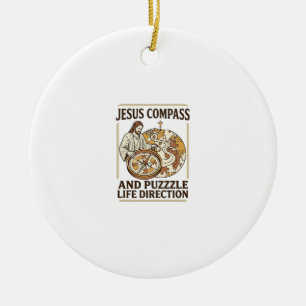 Ornamento De Cerâmica Bússola de Jesus e Quebra-Cabeça Direção da Vida J