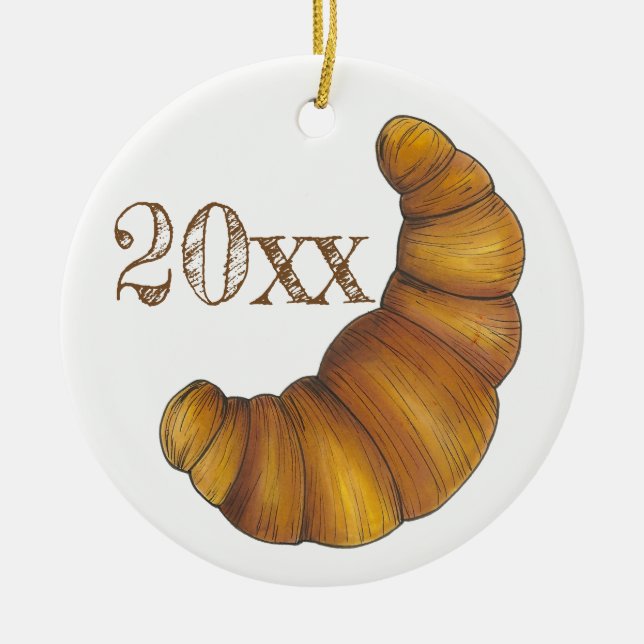 Ornamento De Cerâmica Buttera croissant de pastelaria francesa (Frente)