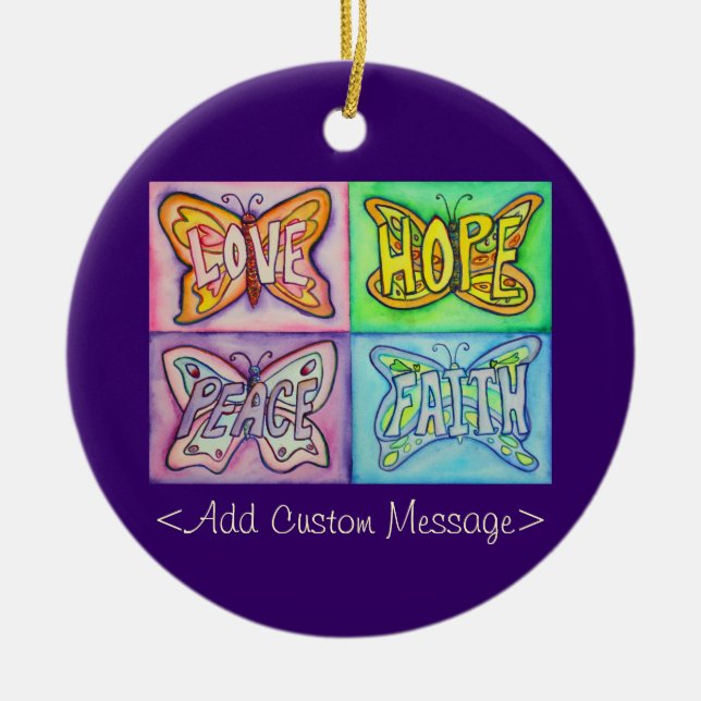 Ornamento De Cerâmica Butterfly Custom Inspirational Pendant Ornaments (Frente)