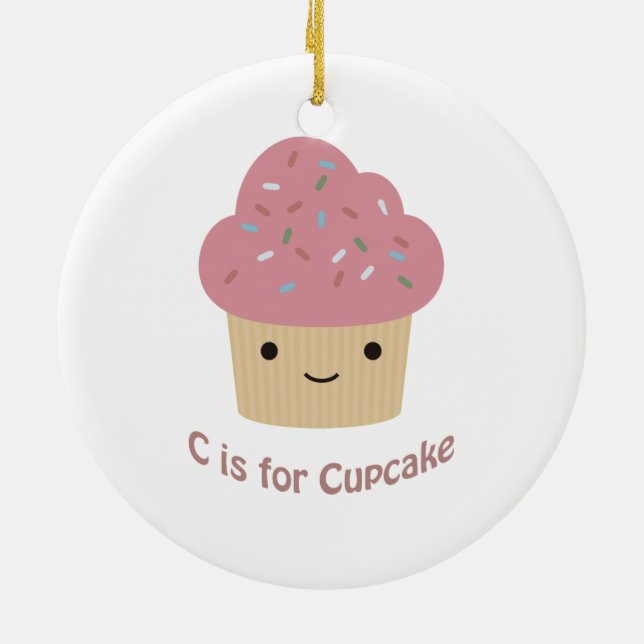 Ornamento De Cerâmica C é de cupcake (Traseira)