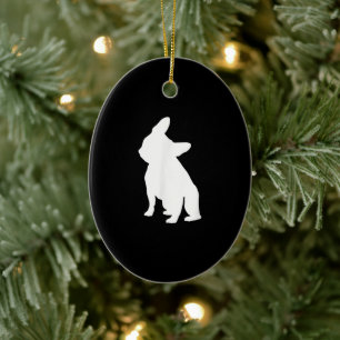 Ornamento De Cerâmica Cabeça de Bulldog Francesa, Roupa de Inclinação