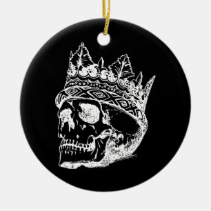Ornamento De Cerâmica Cabeça de esqueleto com uma Coroa numa